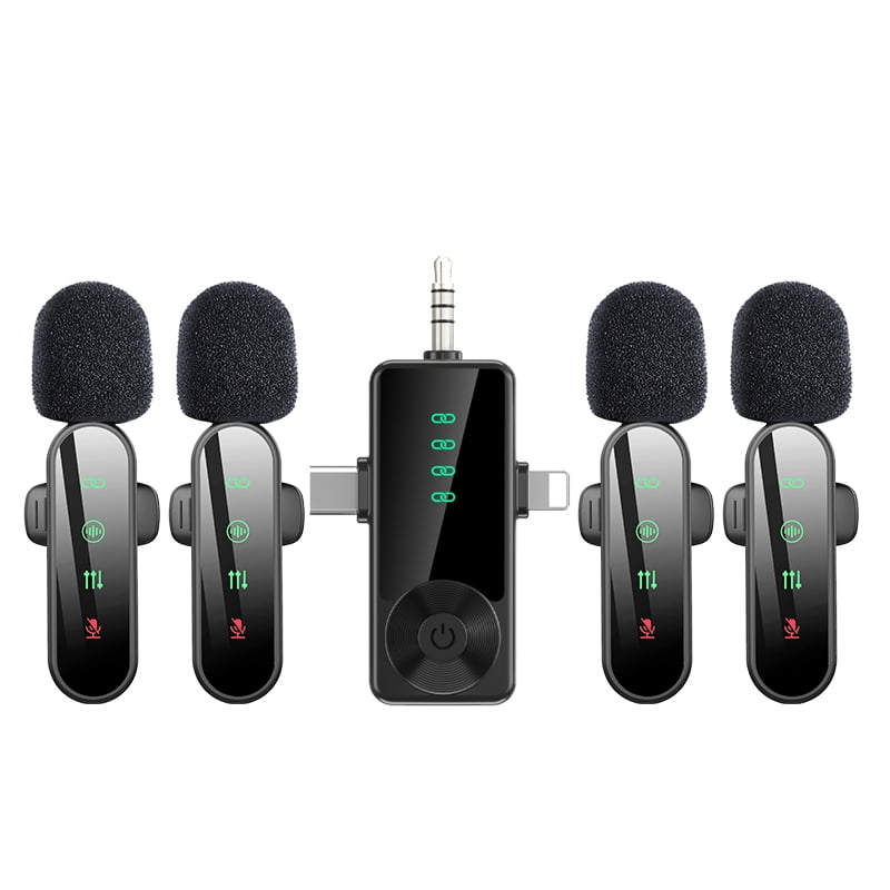 3 in 1/Four in one Wireless Lavalier Microphone for iPhone iPad Android Camera computer mini Noise Reduction Recording Mic Ultra-Low Delay Mic for Video Recording Podcasts YouTube TikTok and Vlogging
