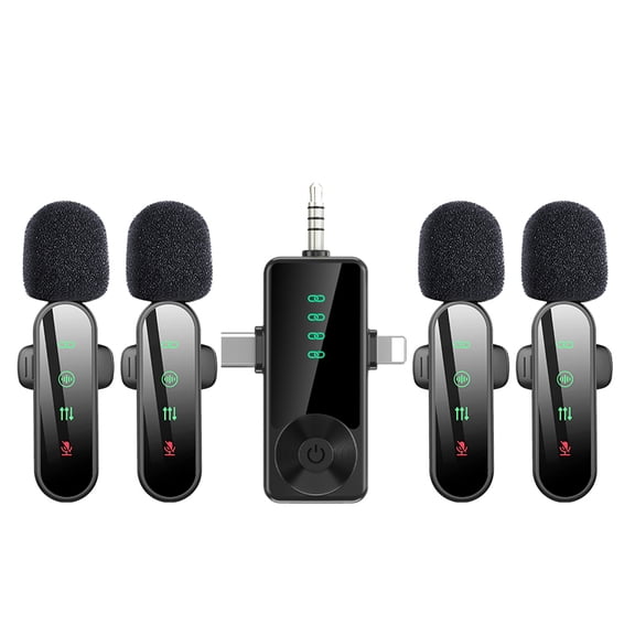 3 in 1/Four in one Wireless Lavalier Microphone for iPhone iPad Android Camera computer mini Noise Reduction Recording Mic Ultra-Low Delay Mic for Video Recording Podcasts YouTube TikTok and Vlogging