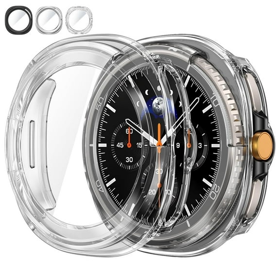 AYAMAYA for Samsung Galaxy Watch 8 Classic 46mm Screen Protector Case, Hard PC Bumper + HD Anti-Fog Tempered Glass Protective Film, Face Cover Set for Galaxy Watch 8 Classic, Clear