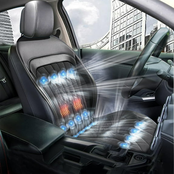 3 in 1 Front Seat Cooling Seat Cover, 16 Fans Ventilated Cooling Seat Cover with Air Conditioning Refrigeration Device, Heat Seat Covers Car SUV Universal Cooling Seat Cover with Massage