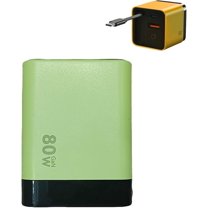 3 in 1 GaN Charger,Scalable 80w Max Fast Charger Module with Type C Cable and 2 USB Ports, Retractable Phone Charger Wall Plug for, Phone and Laptops (Greener)