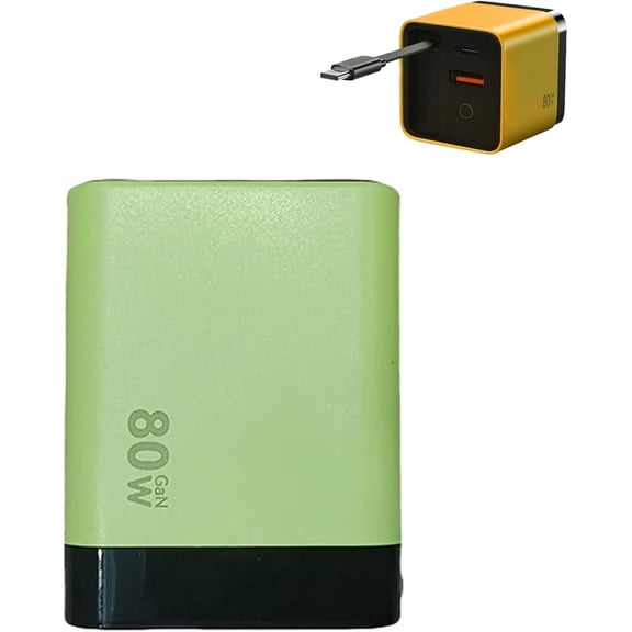 3 in 1 GaN Charger,Scalable 80w Max Fast Charger Module with Type C Cable and 2 USB Ports, Retractable Phone Charger Wall Plug for, Phone and Laptops (Greener)