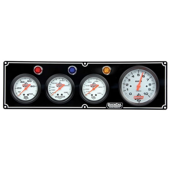 Quickcar Racing Products QRP61-67413 3-1 Gauge Panel with 3.37 in. Tach - OP-WT-OT, Black
