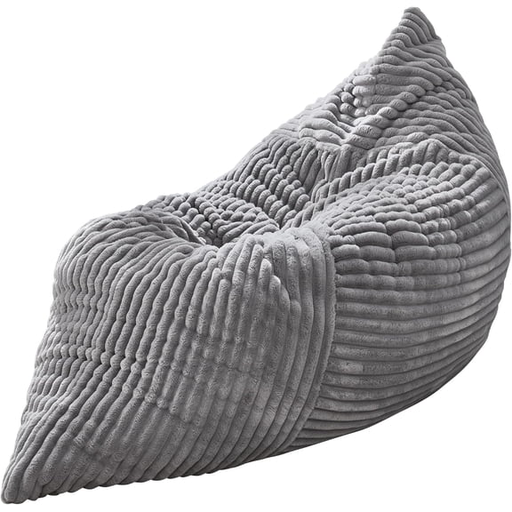 3 In 1 Giant Bean Bag Chair, 66" Wide Convertible Floor Mattress Sofa, Oversized Corduroy Floor Lounger Chair for Adults, Gaming, Reading, for Living Room, Dorm, Gray
