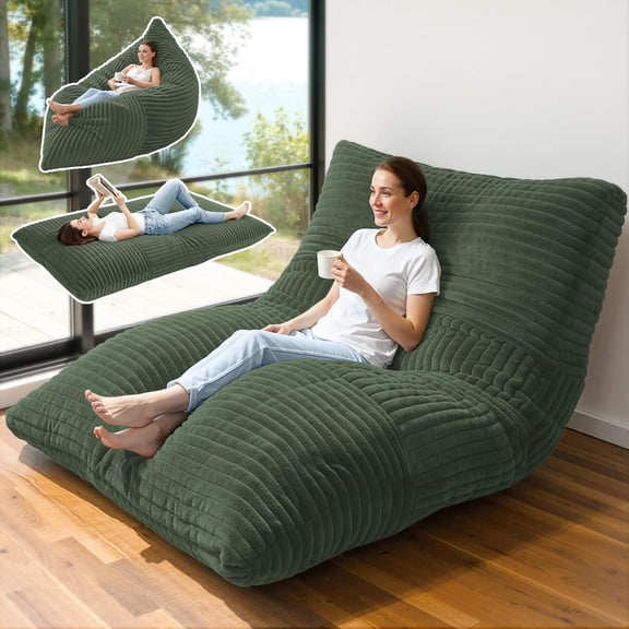 HarborHue 3-in-1 Giant Bean Bag Chair, Convertible Memory Foam Sofa Bed for Adults & Kids, Oversized Comfy Floor Seat for Living Room Dorm