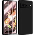 thumbnail image 1 of 3 in 1 for Google Pixel 6 Case, with 2 Pack Screen Protector, with Full Camera Cover Protection，Liquid Silicone Slim Shockproof Protective Phone Case [Microfiber Lining] (Black), 1 of 12