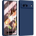 thumbnail image 1 of 3 in 1 for Google Pixel 6 Case, with 2 Pack Screen Protector, with Full Camera Cover Protection，Liquid Silicone Slim Shockproof Protective Phone Case [Microfiber Lining] (Navy Blue), 1 of 12