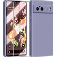 thumbnail image 1 of 3 in 1 for Google Pixel 6 Case, with 2 Pack Screen Protector, with Full Camera Cover Protection，Liquid Silicone Slim Shockproof Protective Phone Case [Microfiber Lining] (Lavender Grey), 1 of 12