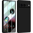 thumbnail image 1 of 3 in 1 for Google Pixel 6A Case, with 2 Pack Screen Protector, with Full Camera Cover Protection，Liquid Silicone Slim Shockproof Protective Phone Case [Microfiber Lining] (Black), 1 of 12