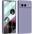 thumbnail image 1 of 3 in 1 for Google Pixel 6A Case, with 2 Pack Screen Protector, with Full Camera Cover Protection，Liquid Silicone Slim Shockproof Protective Phone Case [Microfiber Lining] (Lavender Grey), 1 of 12