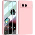 thumbnail image 1 of 3 in 1 for Google Pixel 6A Case, with 2 Pack Screen Protector, with Full Camera Cover Protection，Liquid Silicone Slim Shockproof Protective Phone Case [Microfiber Lining] (Pink)…, 1 of 12