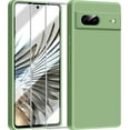 thumbnail image 1 of 3 in 1 for Google Pixel 7 Case, with 2 Pack Screen Protector, with Full Camera Cover Protection，Liquid Silicone Slim Shockproof Protective Phone Case [Microfiber Lining]… (Matcha Green)……, 1 of 12