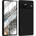 thumbnail image 1 of 3 in 1 for Google Pixel 7 Case, with 2 Pack Screen Protector, with Full Camera Cover Protection，Liquid Silicone Slim Shockproof Protective Phone Case [Microfiber Lining] (Black)\u2026, 1 of 5