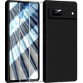 thumbnail image 1 of 3 in 1 for Google Pixel 7A Case, with 2 Pack Screen Protector, with Full Camera Cover Protection，Liquid Silicone Slim Shockproof Protective Phone Case [Microfiber Lining] (Black), 1 of 6