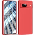thumbnail image 1 of 3 in 1 for Google Pixel 7A Case, with 2 Pack Screen Protector, with Full Camera Cover Protection，Liquid Silicone Slim Shockproof Protective Phone Case [Microfiber Lining] (Red), 1 of 12