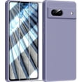 thumbnail image 1 of 3 in 1 for Google Pixel 7A Case, with 2 Pack Screen Protector, with Full Camera Cover Protection，Liquid Silicone Slim Shockproof Protective Phone Case [Microfiber Lining] (Lavender Grey), 1 of 12