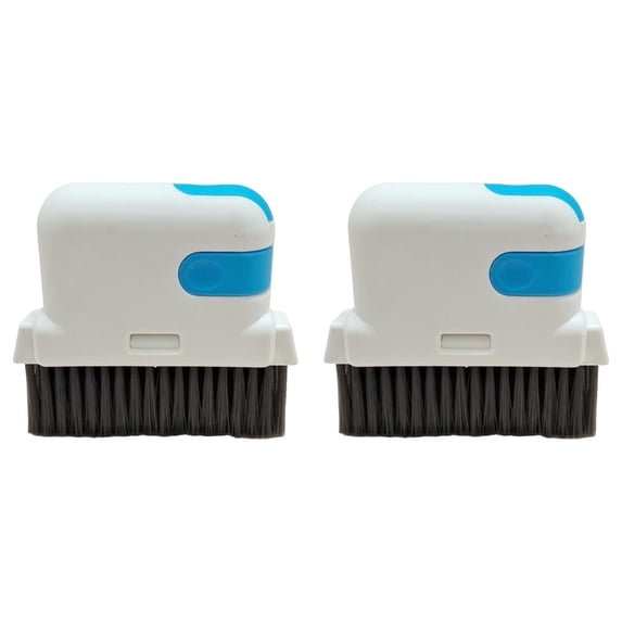3 in 1 Groove Cleaning Brush,Durable Window Track Cleaning Tool with Hard Bristles and Hidden Scraper,Handheld Crevice Brush for Sliding Door Track,Window Seal,Sill,Kitchen Sink(Blue-2pcs,3.9x3.3")