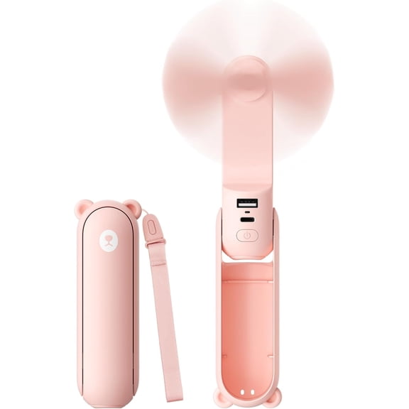 3 IN 1 Handheld Mini Fan - Portable Fan & Power Bank & Flashlight, 19H Max Cooling, USB Rechargeable, Pocket-Sized for Travel, Cruise, Concerts, Makeup