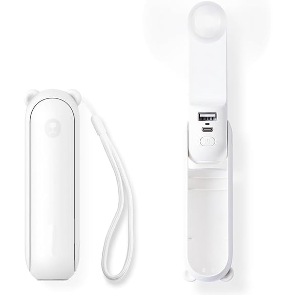 3 IN 1 Handheld Mini Fan - Portable Fan & Power Bank & Flashlight, 19H Max Cooling, USB Rechargeable, Pocket-Sized for Travel, Cruise, Concerts, Makeup
