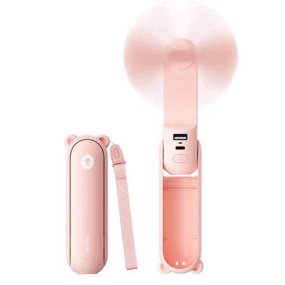 3 IN 1 Handheld Mini Fan - Portable Fan & Power Bank & Flashlight, 19H Max Cooling, USB Rechargeable, Pocket-Sized for Travel, Cruise, Concerts, Makeup