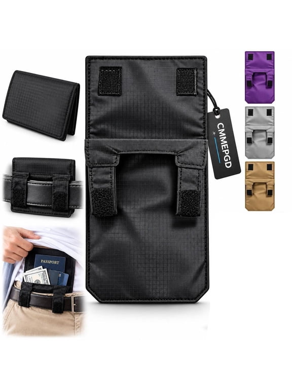 3 in 1 Hidden Pocket Travel Wallet Slim Nylon Passport Pouch Under Clothes Lightweight Fabric Organizer For Men And Women Folds Flat Or Attaches Around Belts To Hold Cash Cards IDs Tickets