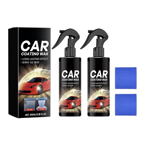 3 in 1 High Protection Quick Car Coating Spray, Waterless Wash & Scratch Repair Spray, Removes Oil Film, Enhances Gloss & Hydrophobic Protection(2pcs)