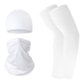 thumbnail image 1 of 3 in 1 Ice Silk Sun Protection Set, Cooling Skull Cap Neck Gaiter Face Mask and UV Protection Arm Sleeves Combo for Cycling Motorcycle Running Outdoor Sports White, 1 of 3