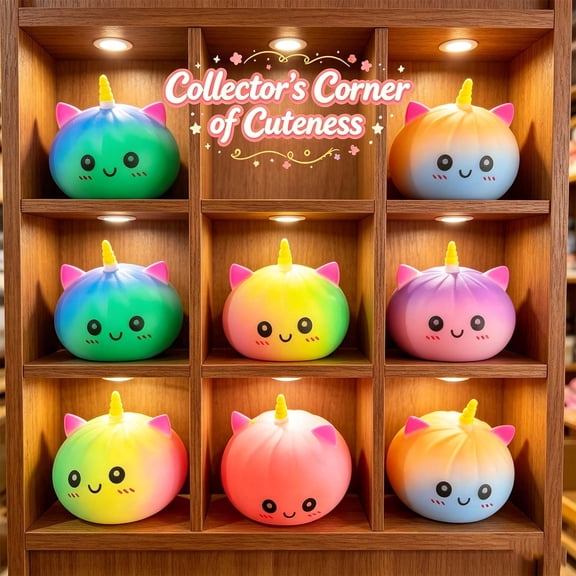 3.1 Inch Gradient Unicorn Cat Bun Squishy Ball Random Color Slow Rebound Stress Relief Squeeze Ball