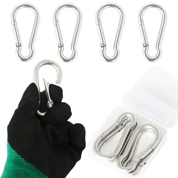 3.1 Inch Stainless Steel Carabiner Clip Spring Snap Hook - 4 Packs Heavy Duty Carabiner Clips for Keys, Swing Set, Camping, Fishing, Hiking Traveling, 250 lbs Capacity