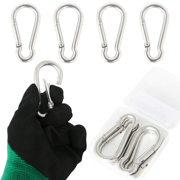 3.1 Inch Stainless Steel Carabiner Clip Spring Snap Hook - 4 Packs Heavy  Duty Carabiner Clips for Keys, Swing Set, Camping, Fishing, Hiking  Traveling, 250 lbs Capacity 