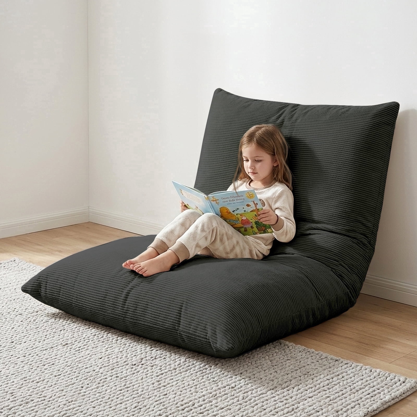 CATGOOD 3-in-1 Bean Bag Chair for Kids, Convertible kids chair with Skin Friendly Fabric for Living Room, Bedroom, Gray