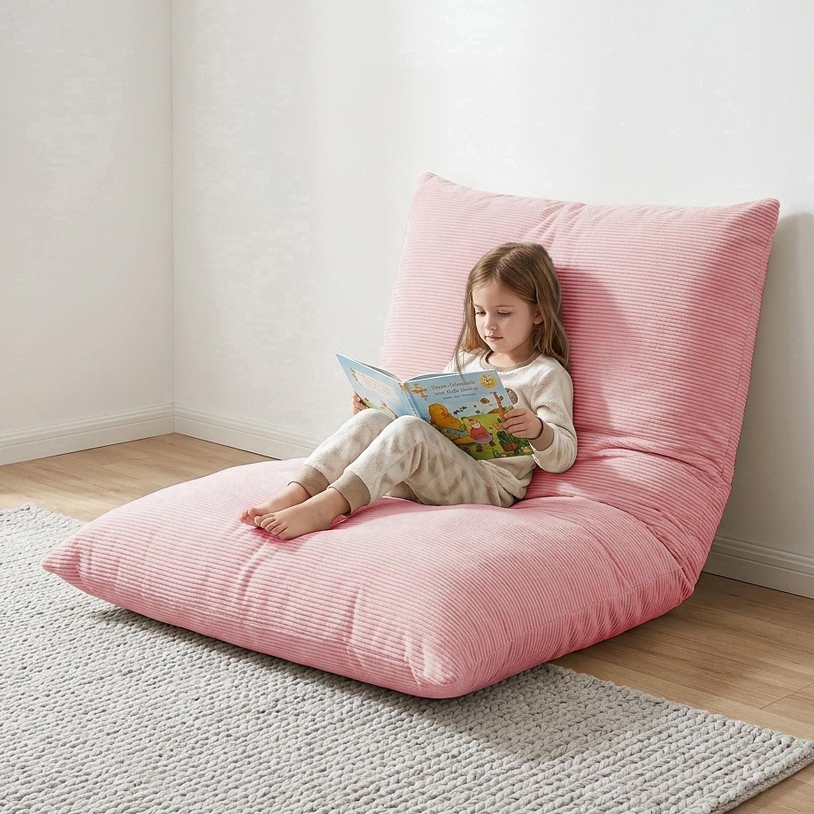 CATGOOD 3-in-1 Bean Bag Chair for Kids Adults, Convertible kids chair with Skin Friendly Fabric for Living Room, Bedroom, Pink