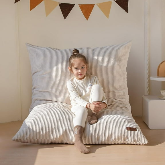 3 in 1 Kids Bean Bag Chair Bed, Convertible Chair Folds from Bean Bag to Lounger, ld Floor Sofa for Gaming, Reading, Floor Mattress with High-Density Foam Filling