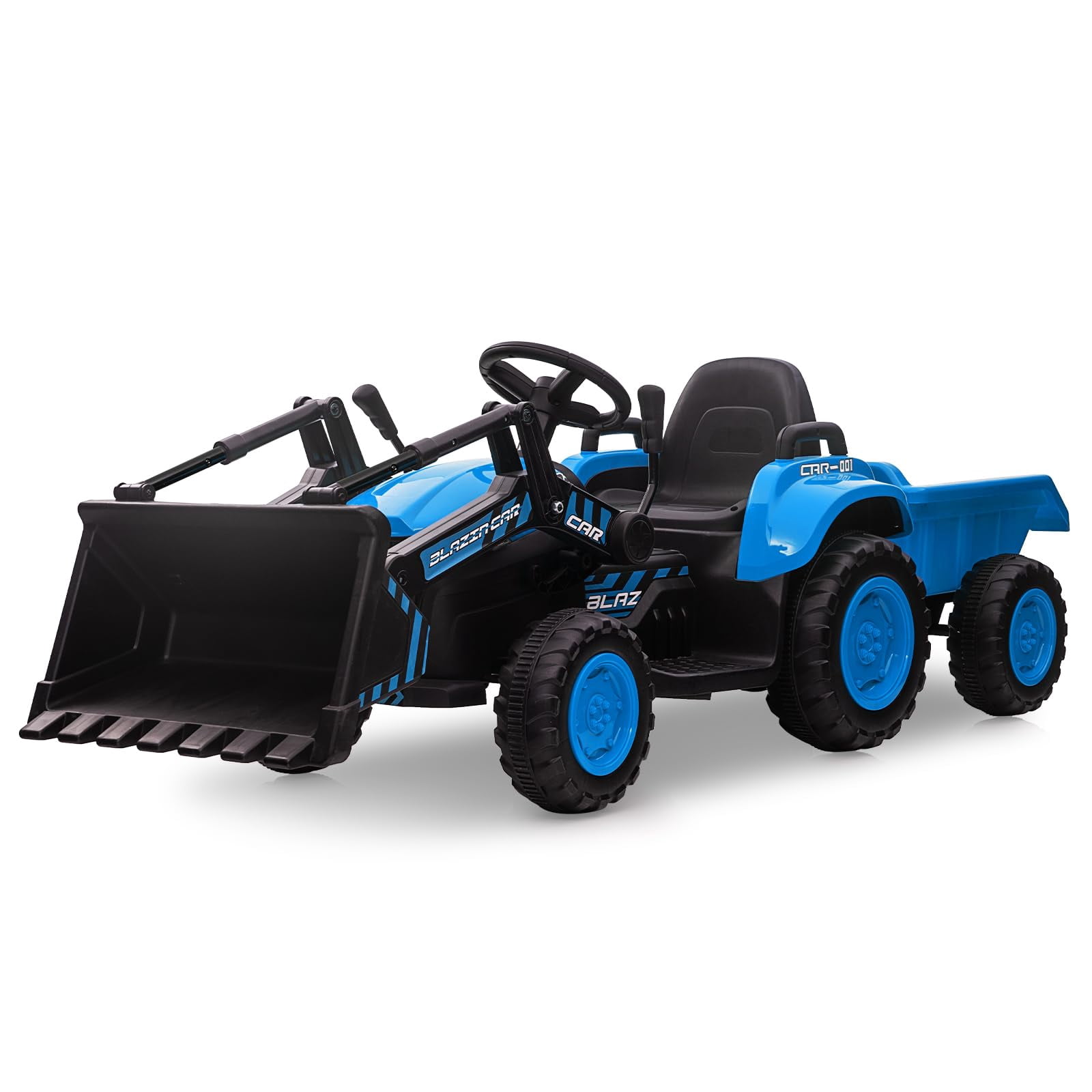 3 in 1 Kids Ride On Tractor with Detachable Trailer, 12V 25W*2 Electric ...