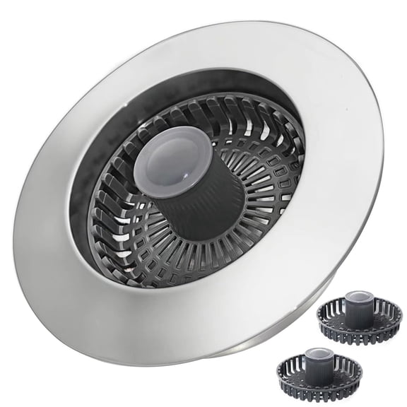 3 in 1 Kitchen Sink Stopper, Pop Up Kitchen Sink Drain Strainer, with an Extra Basket Strainer, Kitchen Sink Drain Stopper for US Standard 3-1/2 Inch, Brass Material Electroplate Silver