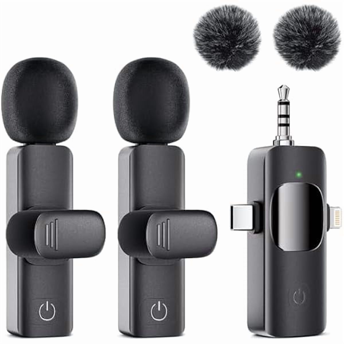 3 in 1 Lavalier Wireless Microphone - Mini Microphone for iPhone, Android, Camera, iPad, Cordless Laple Mic Crystal Clear Sound, Suit for Video Recording, Vlog