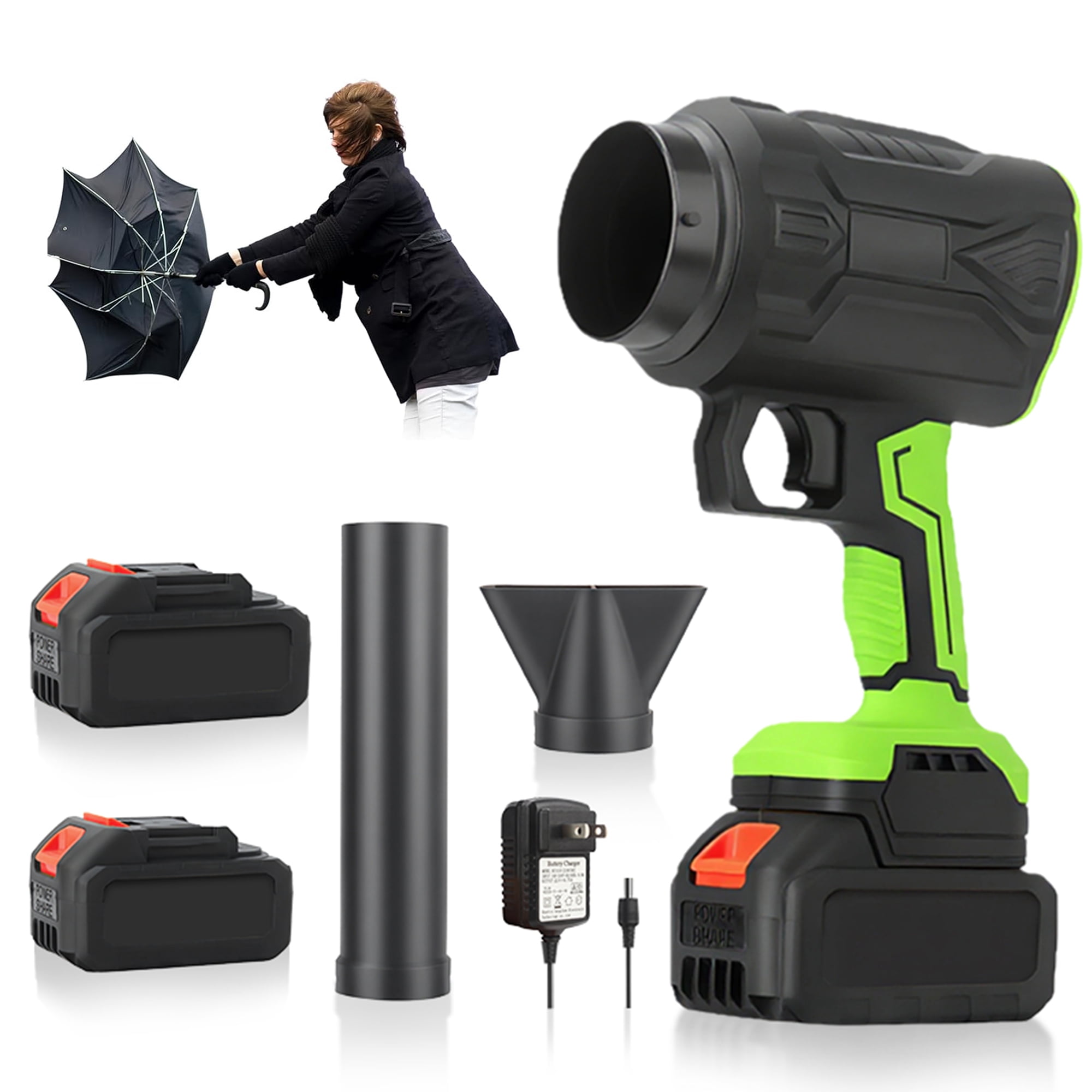 3 in 1 Leaf Blower Cordless with 2 * 3Ah Battery and Charger, 3 Speed Mode, Lightweight, 21V Battery Powered Electric Handheld Blower for Lawn Care, Blowing Leaves, Patio Cleaning, Dust, Snow