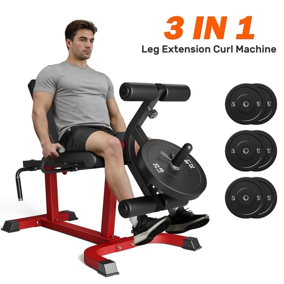 3 In 1 Leg Extension and Curl Machine, 440LB Adjustable Leg Curl Machine for Home Gym, Seated Leg Extension and Lying Curl Machine for Lower Body Workouts