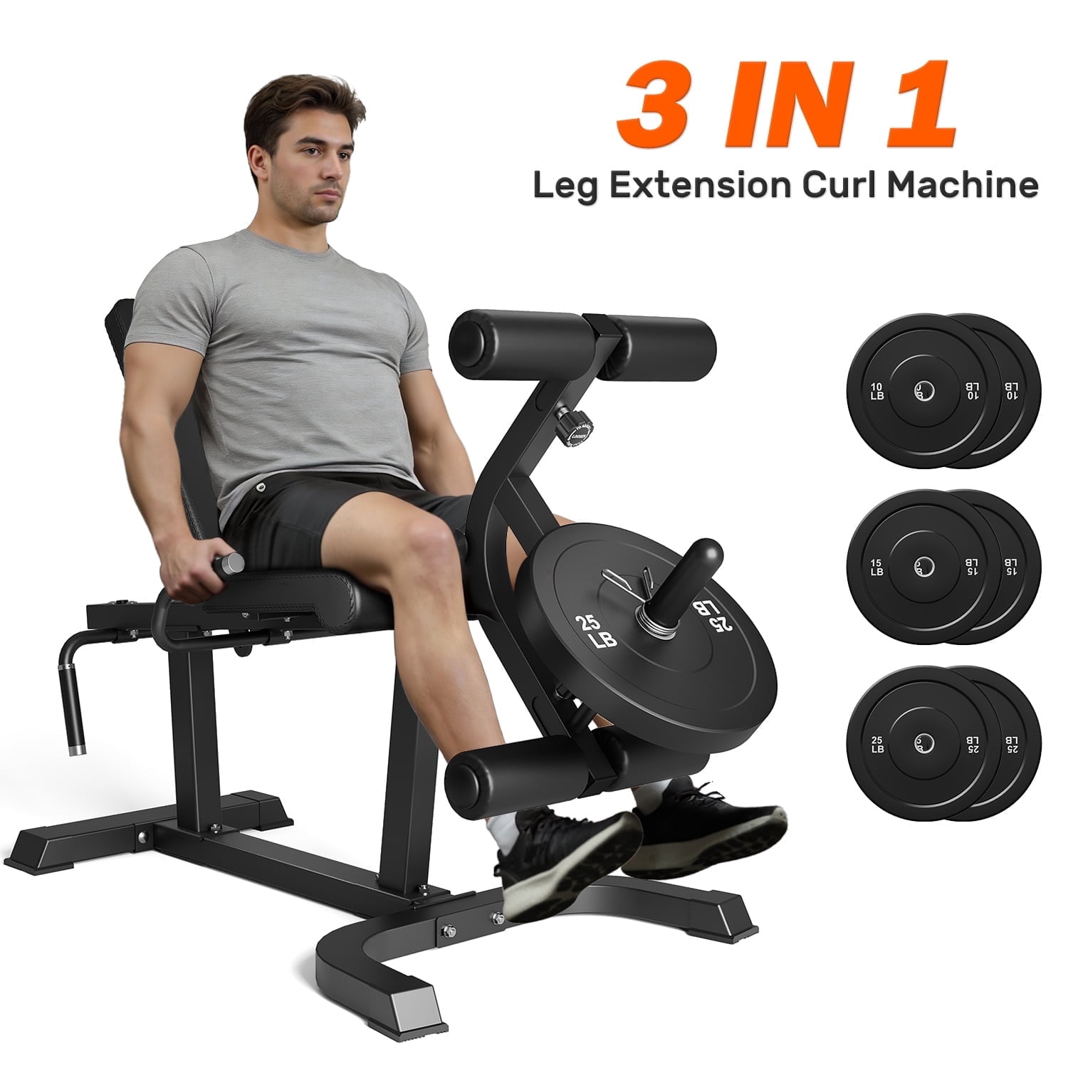 3 In 1 Leg Extension and Curl Machine, 440LB Adjustable Leg Curl ...
