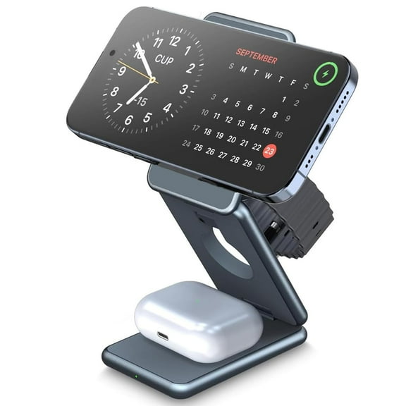 3 in 1 MagSafe Wireless Charger Compatible with iPhone, AirPod and Apple Watch Ultra - Fast Wireless Charger Compatible with MagSafe and NightStand Mode