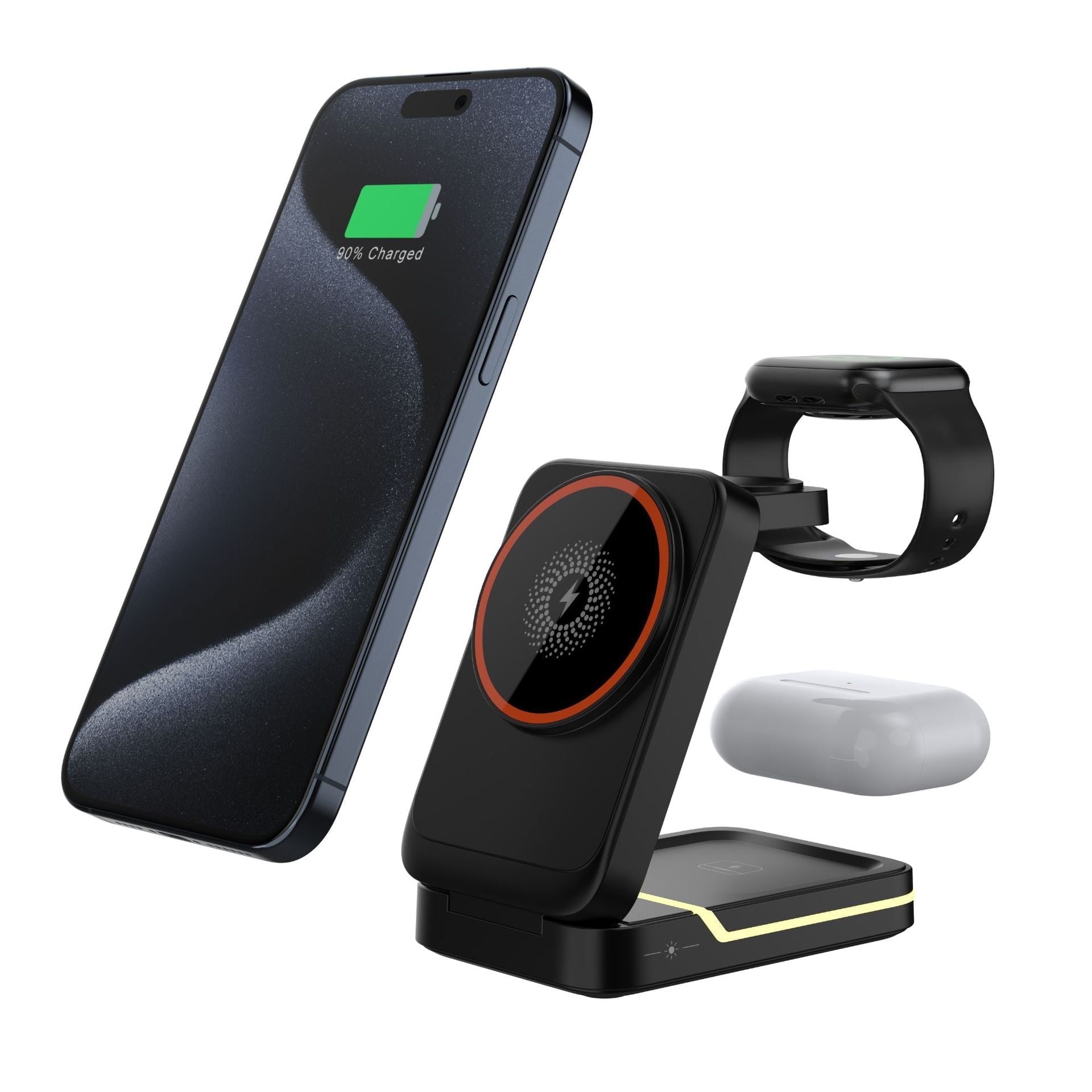 3 in 1 Magnetic Charging Station - 2025 Wireless Charger Compatible for iPhone 16/15/14/13/12 Plus Pro Max, Foldable Portable Charger Dock for iWatch & AirPods