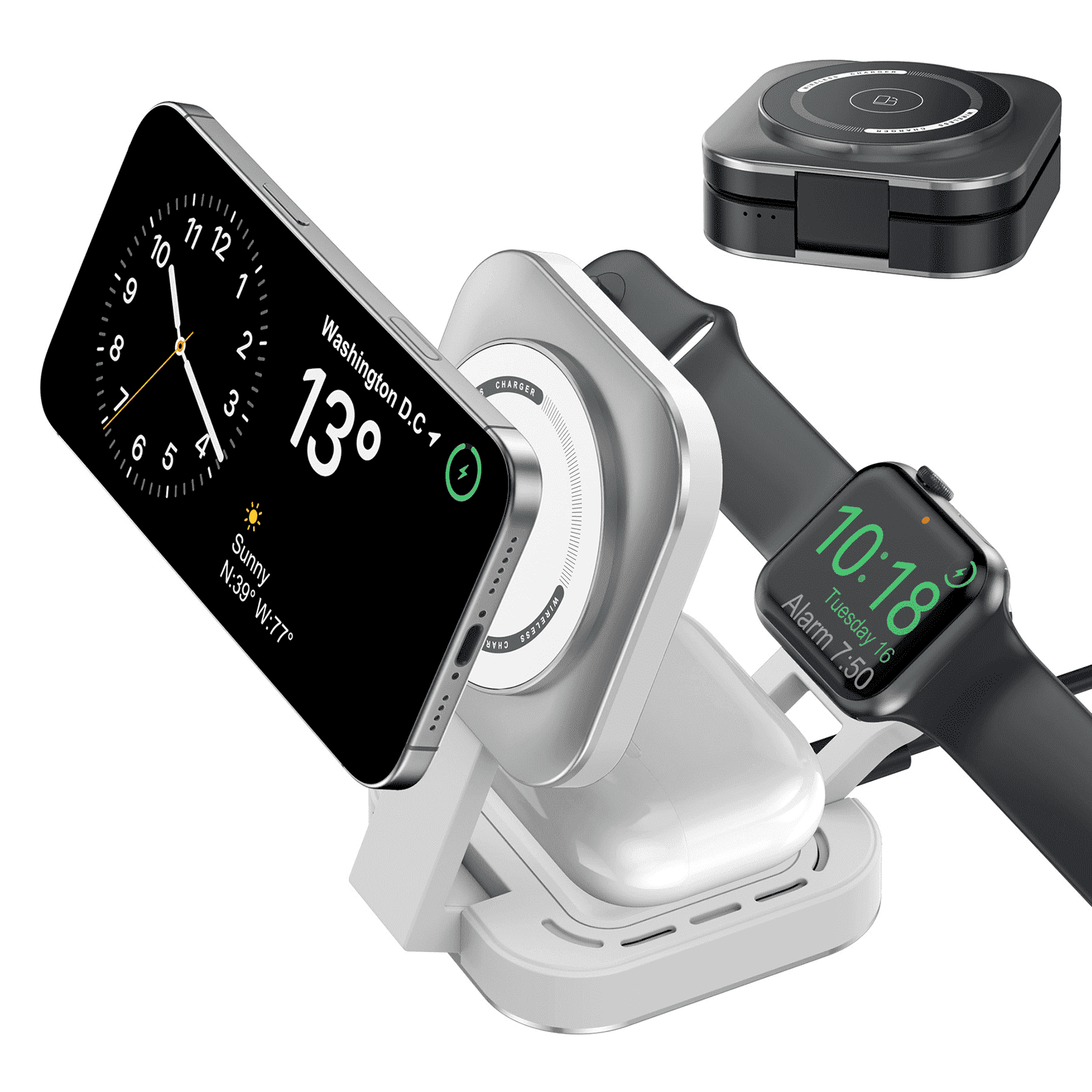 3 in 1 Magnetic Wireless for iPhone Charging Station, Foldable Portable Charger for iPhone 16-12 Pro Max & Apple Watch & AirPods, for Apple Multiple Devices Charger for Home, Office&Travel