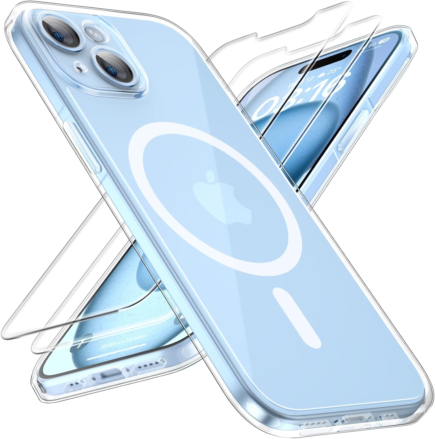 3 in 1 for iPhone 15 Case, [NonYellowing] [Full Camera