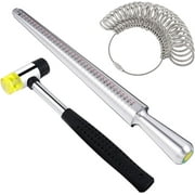 3 in 1 Metal Ring Mandrel Ring Sizer Ring Gauge Set with Jewelers Rubber Hammer Mallet Finger Sizing Tools Rings Size Measurements UK Sizes A-Z Steel Jewellery Making Repair Tool
