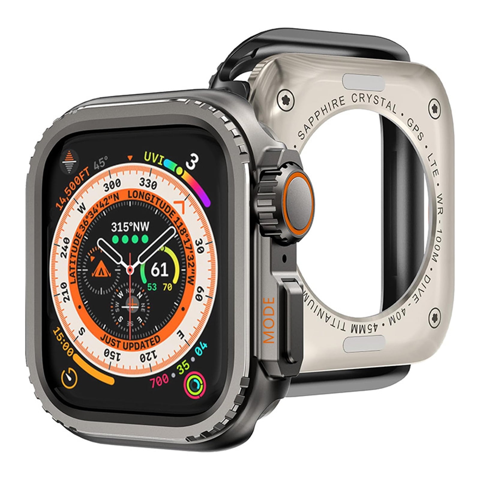3 in 1 Metal Waterproof Case Compatible with Apple Watch Series 6/5/4
