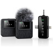 Wireless Lavalier Microphone, Portable Mic Lavalier Microphone for iPhone/Android/Camera, Mini Mic Lavalier Microphone Noise Reduction Mini Mics for Youtube Podcast Interview Vlog Livestreaming