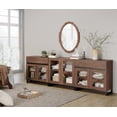 thumbnail image 1 of 3 In 1 Modern Dresser with Glass Doors, 2 Drawers and Adjustable Shelves, Metal Base Storage Chest, Multifunctional Closet Organizer Cabinet for Bedroom,Brown, 1 of 11