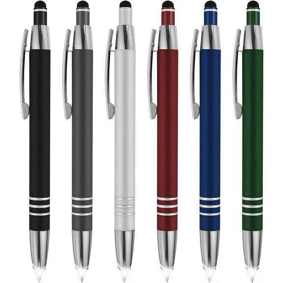 3 in 1 Multi-Function Soft Touch Pen with Light for s, Nurses, Doctors Etc .Lighted Tip Pen LED Night Writer Flashlight+Stylus for Touchscreen Devices+Ballpoint Pen, Multi-Color, Pack of 6