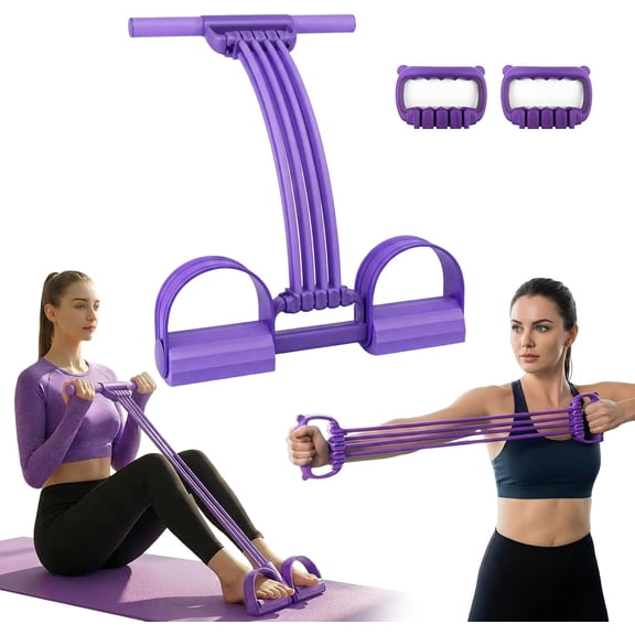 3 in 1 Multifunction Pedal Resistance Band,10-Tube Pedal Resistance Device,Adjustable Pedal Resistance Band with Handle,Natural Latex Sit-Up Trainer,Full-Body Shaping