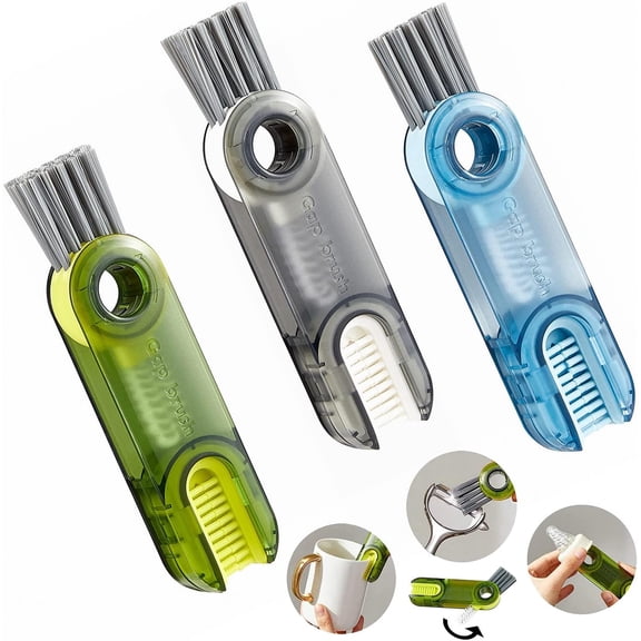 3 in 1 Multifunctional Cleaning Brush Tiny Bottle Cup Lid Brush Straw Cleaner Tools Multi-Functional Crevice Cleaning Brush Home Kitchen Cleaning Tools-1PC Blue